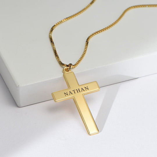 Personalized Men's Engraved Cross Name Necklace Necklace for man MelodyNecklace