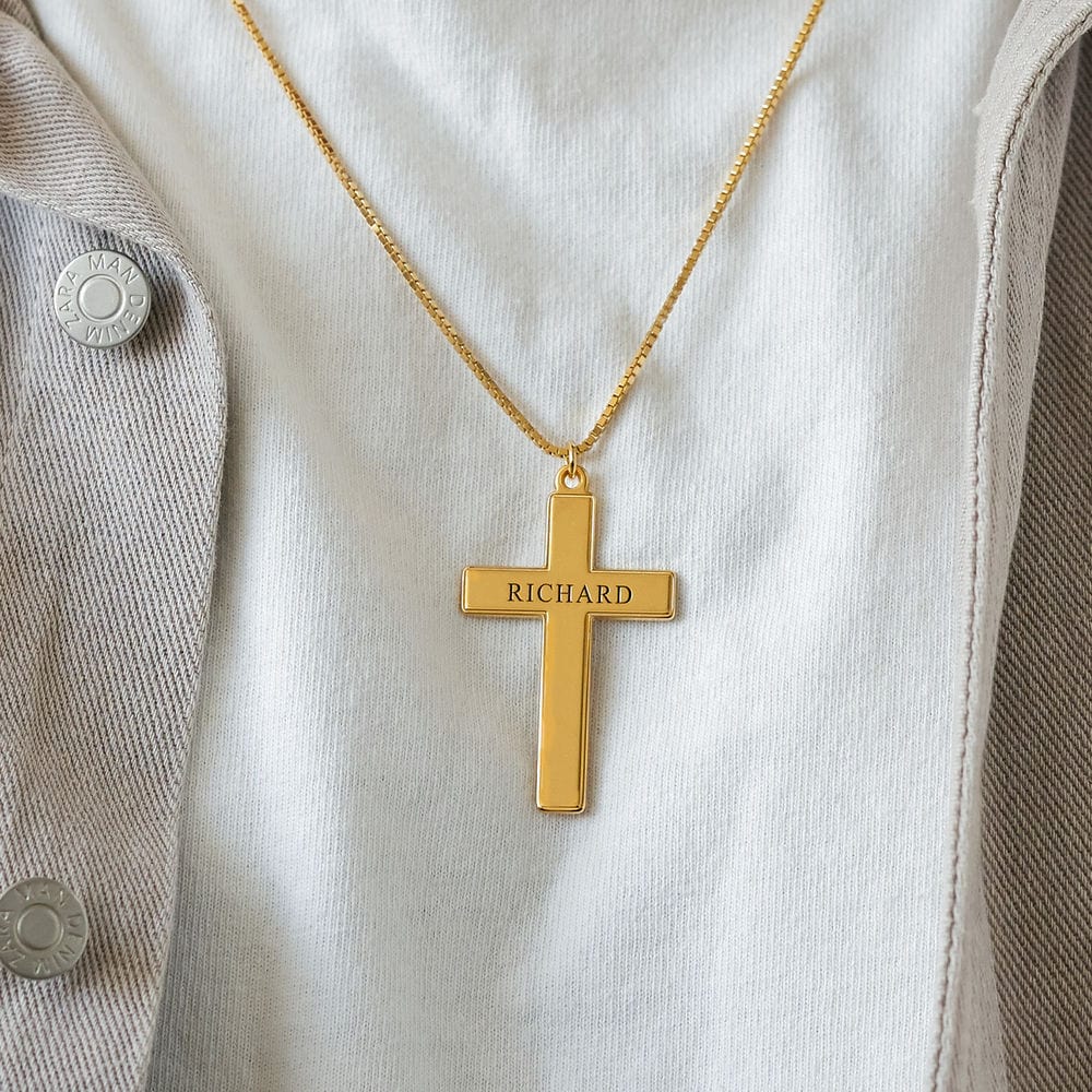 Personalized Men's Engraved Cross Name Necklace Necklace for man MelodyNecklace