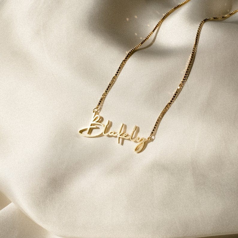 Personalized Name Necklace Minimalist Font Box Chain Necklace MelodyNecklace