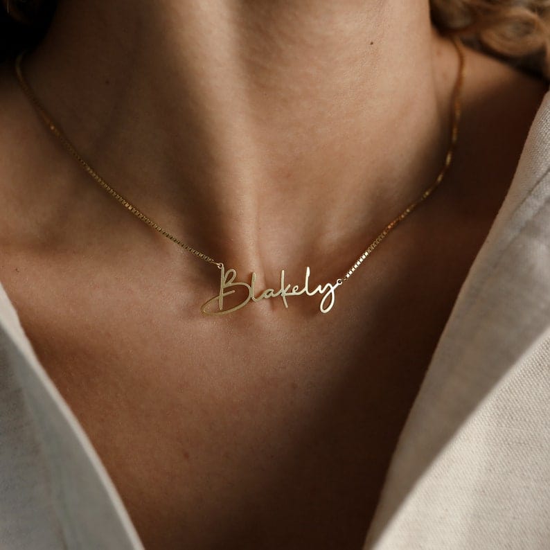 Personalized Name Necklace Minimalist Font Box Chain Necklace MelodyNecklace