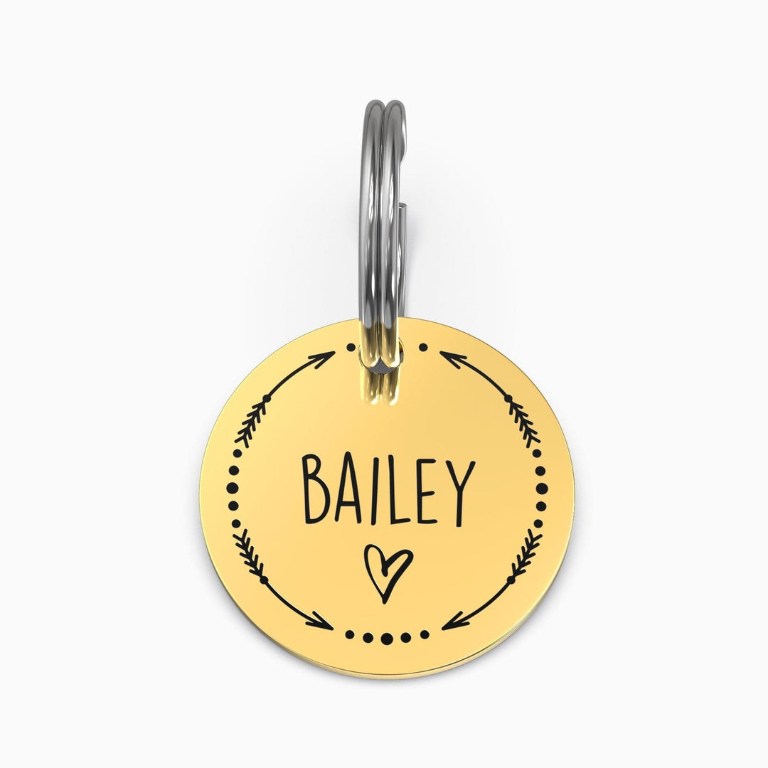 Personalized Pet Tag - Custom Dog Tag - Cat Tag Gold / Small / Arrows + Paw Pet Tag Mint & Lily