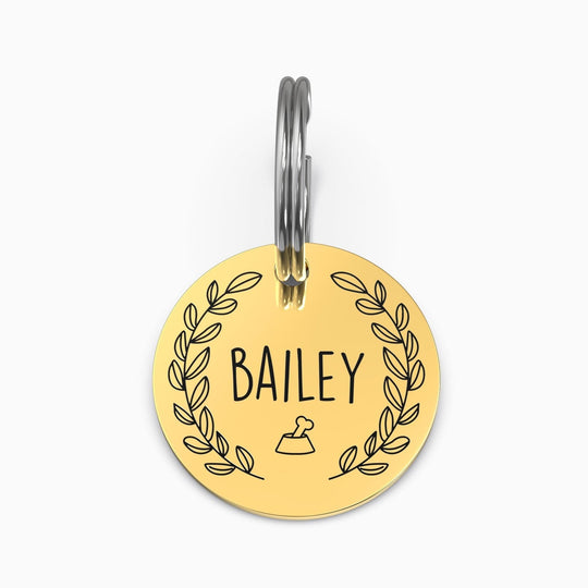 Personalized Pet Tag - Custom Dog Tag - Cat Tag Gold / Small / Leaf + Heart Pet Tag Mint & Lily