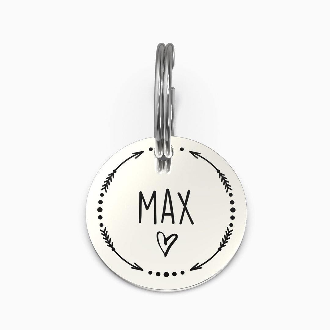 Personalized Pet Tag - Custom Dog Tag - Cat Tag Silver / Small / Arrows + Heart Pet Tag Mint & Lily