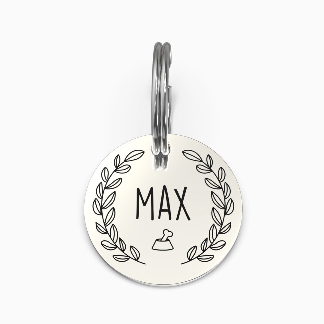 Personalized Pet Tag - Custom Dog Tag - Cat Tag Silver / Small / Leaf + Bone Myron Keychain MelodyNecklace