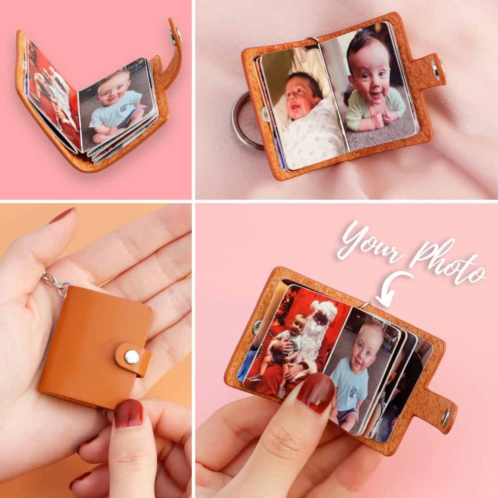 Personalized Photo Album Keychain in Leather Case Keychain MelodyNecklace