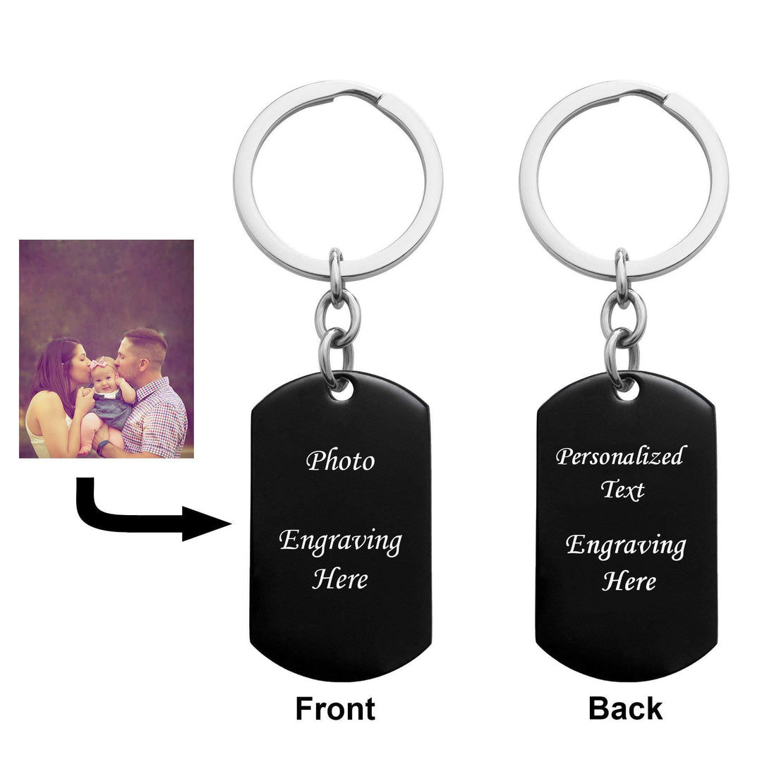 Personalized Photo/Text Engraving Stainless Steel Keychain Keychain MelodyNecklace