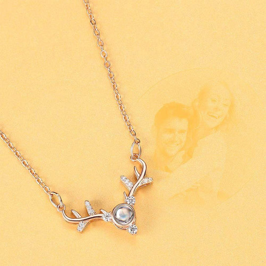 Personalized Projection Photo Antlers Necklace Necklace MelodyNecklace