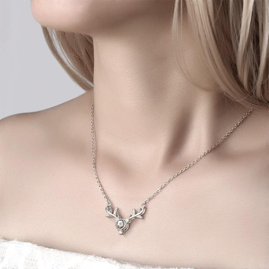 Personalized Projection Photo Antlers Necklace Necklace MelodyNecklace