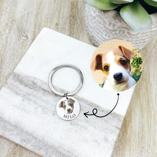 Pet Portrait Keychain 25mm Round Disc Key Ring Keychain MelodyNecklace