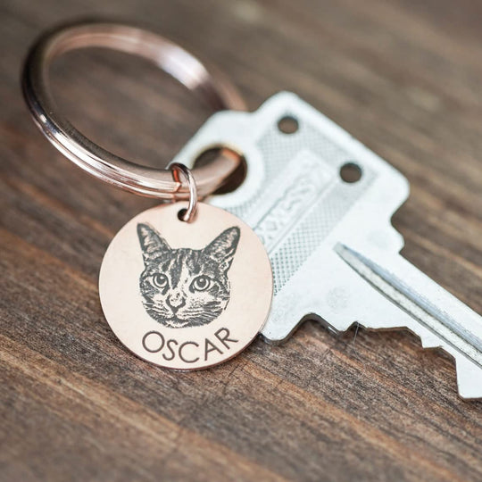 Pet Portrait Keychain 25mm Round Disc Key Ring Keychain MelodyNecklace