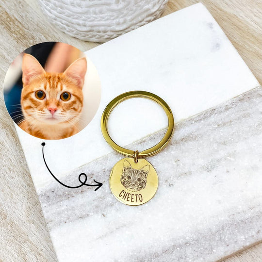 Pet Portrait Keychain 25mm Round Disc Key Ring Keychain MelodyNecklace