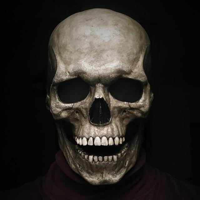 Halloween Full Head Skull Mask Skeleton Mask Costume Movable Jaw