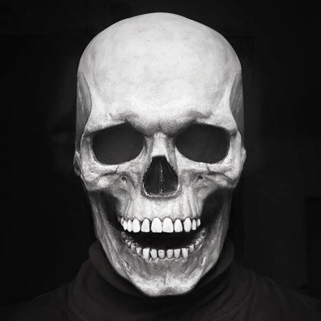 Halloween Full Head Skull Mask Skeleton Mask Costume Movable Jaw