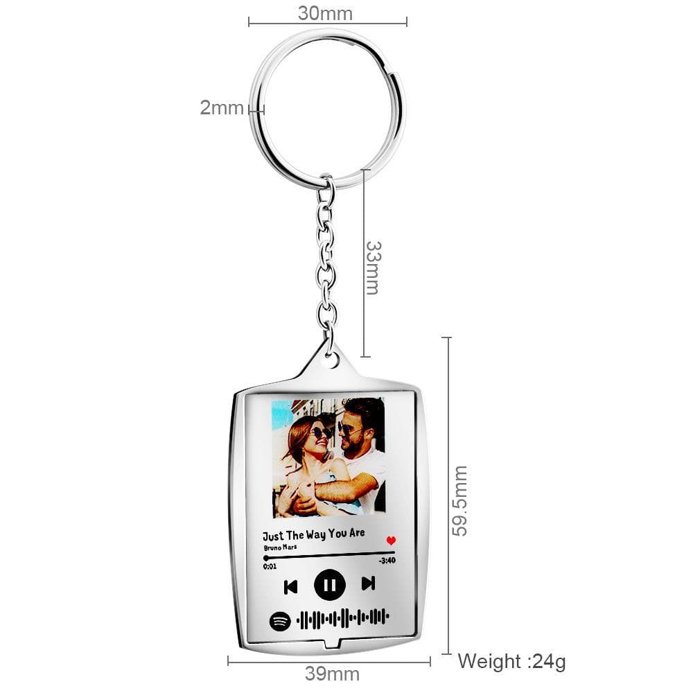 Scannable Spotify Keychain Personalized Photo and Engraving Keychain MelodyNecklace