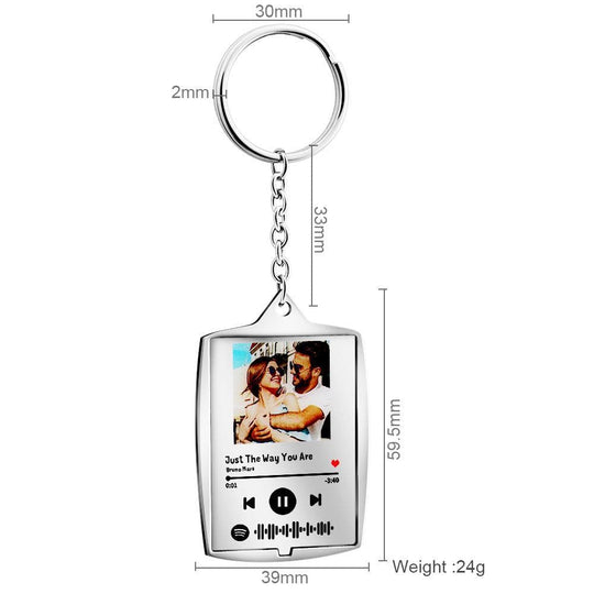 Scannable Spotify Keychain Personalized Photo and Engraving Keychain MelodyNecklace