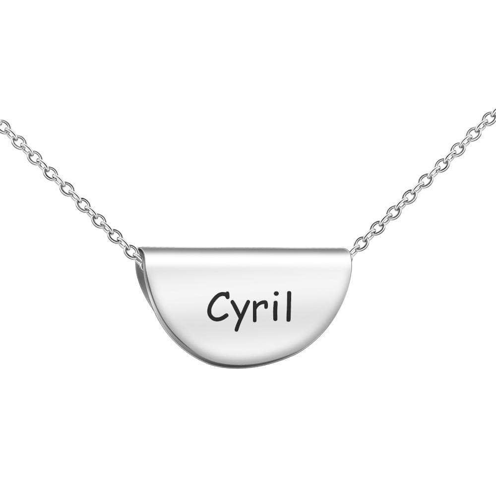 Semicircle Handbag Necklace Personalized Name Silver Plated Necklace MelodyNecklace