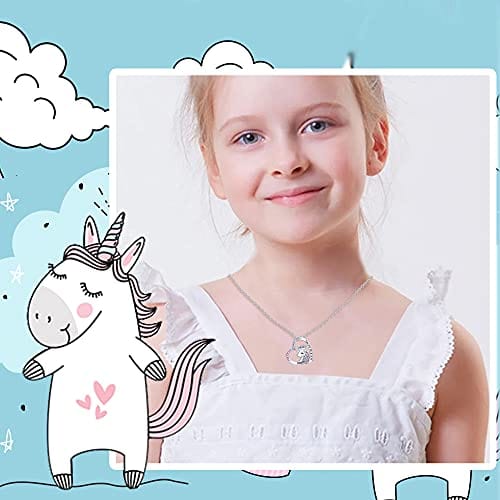 Shonyin Unicorn Necklace for Women Girls CZ Stone Heart Pendant Necklace with You are Magical Message Christmas Birthday Party Jewelry Gift for Daughter Granddaughter Niece Crown Silver Pendant Necklaces Visit the Shonyin Store