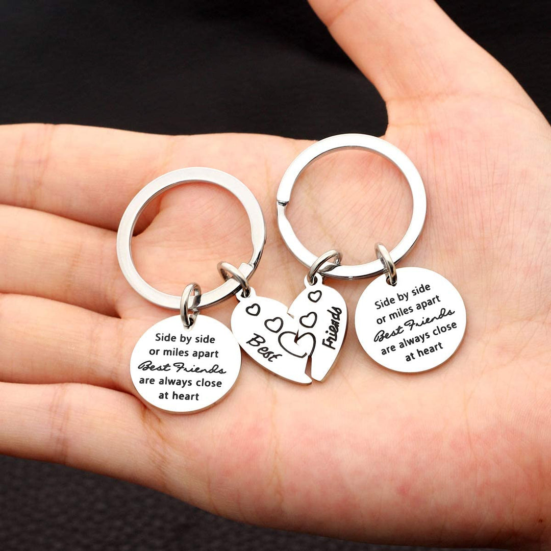 Side by Side or Miles Apart BEST FRIENDS are always close at heart-Puzzle Keychains Set Keychain MelodyNecklace