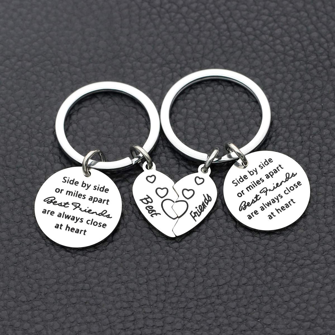 Side by Side or Miles Apart BEST FRIENDS are always close at heart-Puzzle Keychains Set Keychain MelodyNecklace