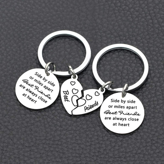 Side by Side or Miles Apart BEST FRIENDS are always close at heart-Puzzle Keychains Set Keychain MelodyNecklace