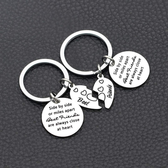 Side by Side or Miles Apart BEST FRIENDS are always close at heart-Puzzle Keychains Set Keychain MelodyNecklace