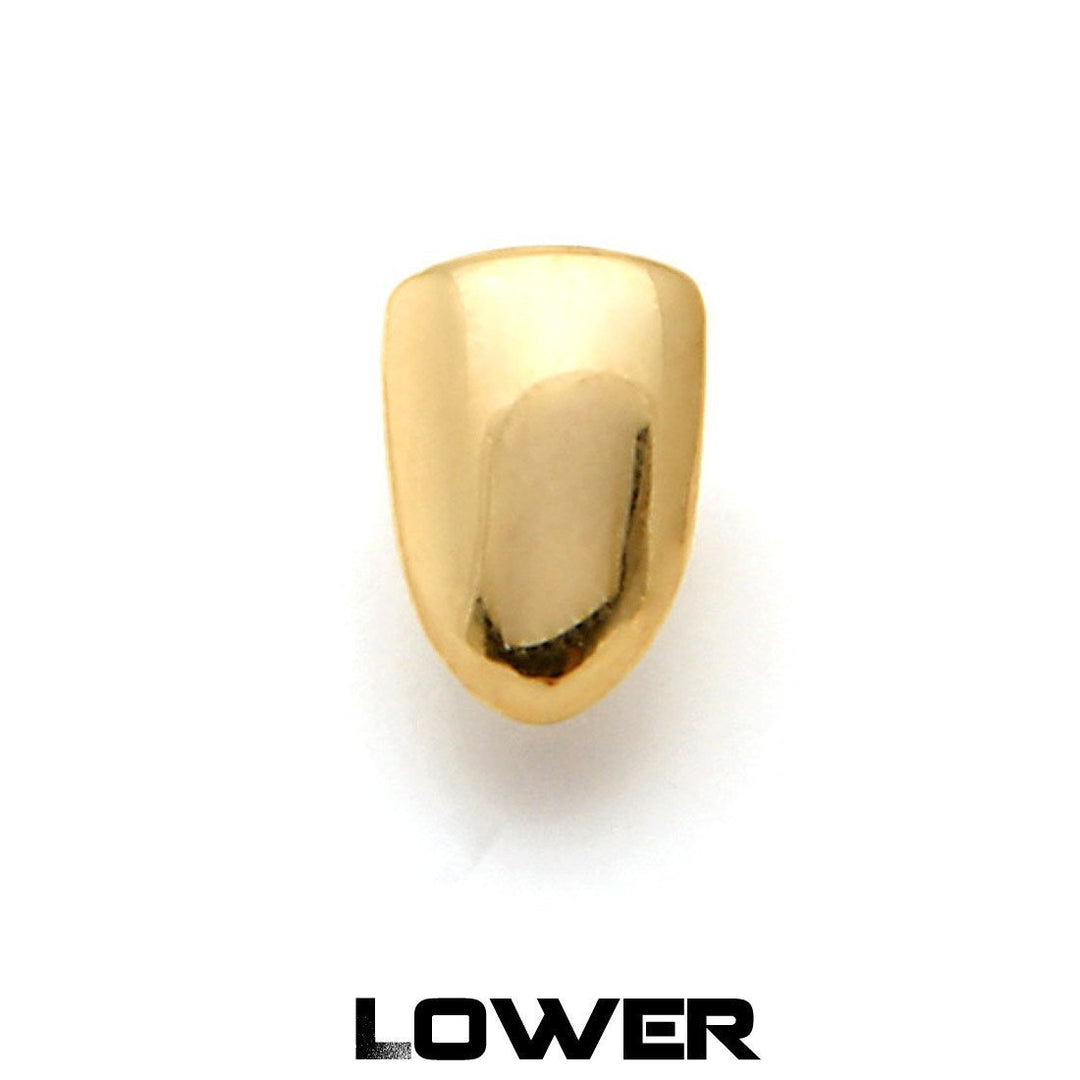 14K Gold / Bottom Single Tooth Cap Grillz GRX10039-Bottom