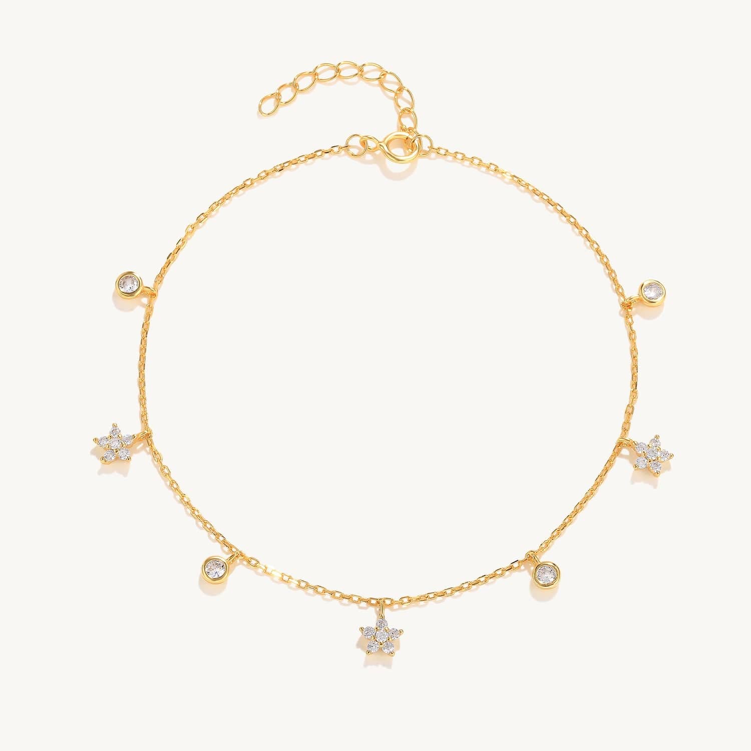 Snowflake Dangle Anklet Gold Anklet MelodyNecklace