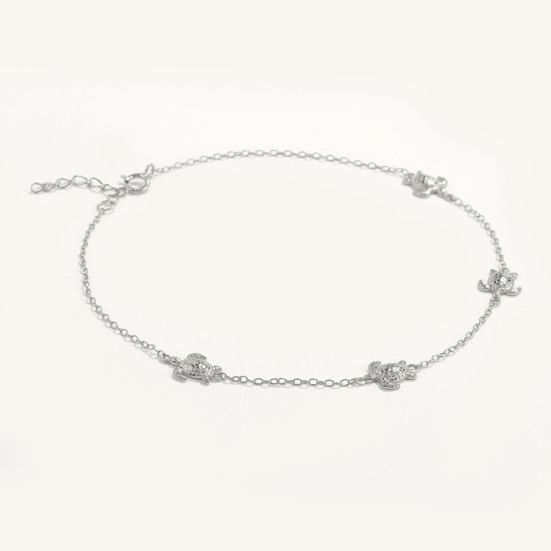 Solid Tortoise Sea Turtle Anklet Silver Anklet MelodyNecklace