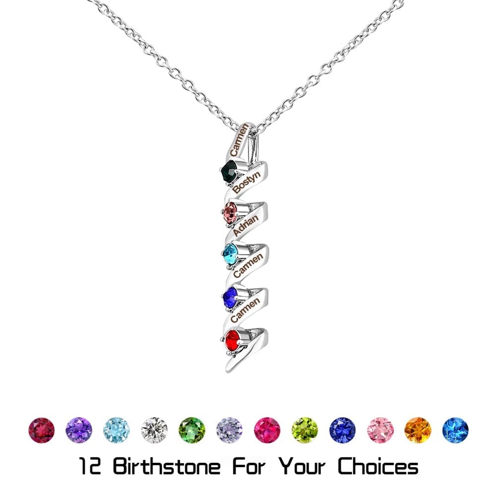 Spiral Birthstones Necklace Mom Necklace MelodyNecklace