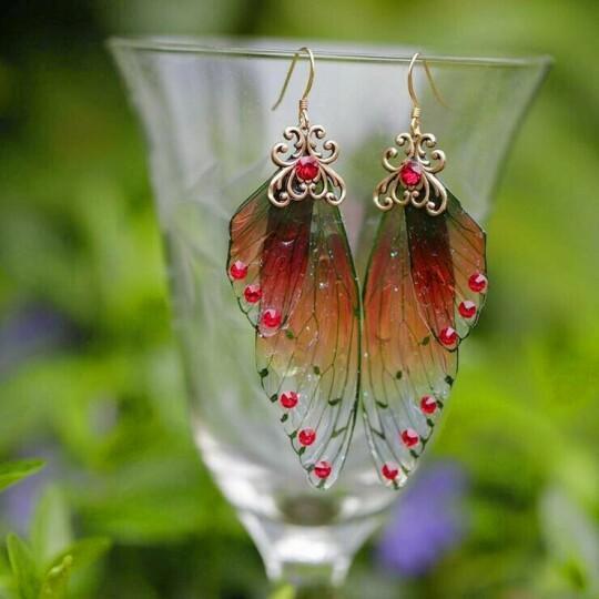 Sprite Fairy Wing&colorful Diamond Gradient Butterfly Wings Earrings ORANGE Earring MelodyNecklace