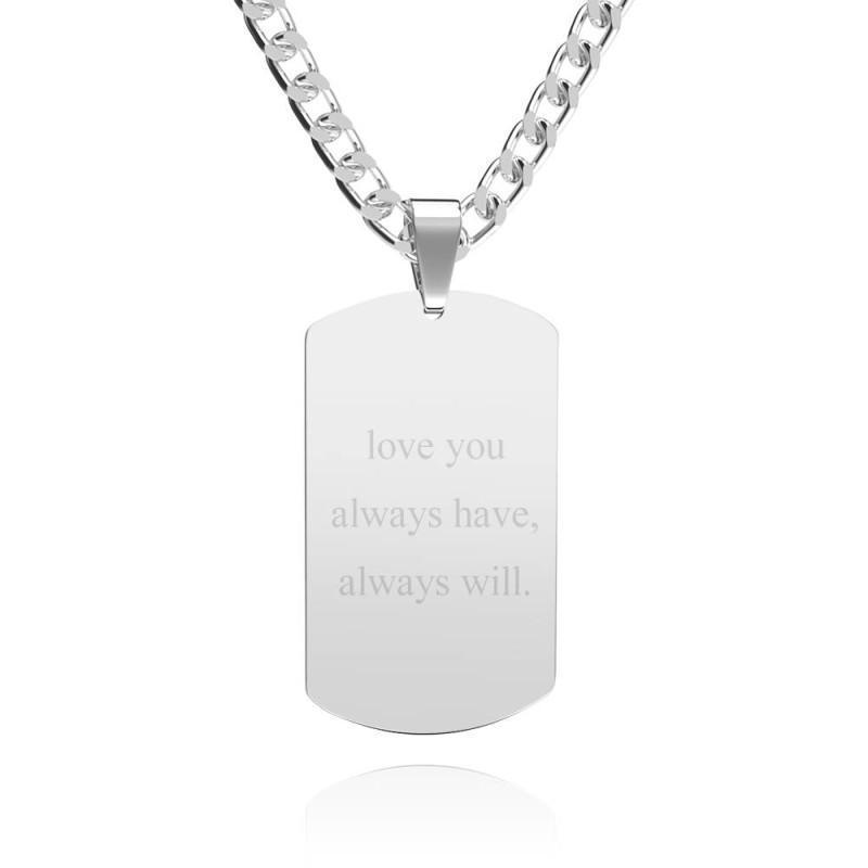 Square Photo Necklace with Engraving Necklace for man MelodyNecklace