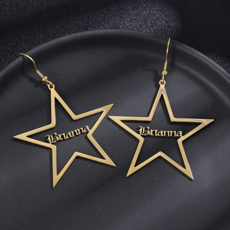 Star Drop Name Earrings Earring MelodyNecklace