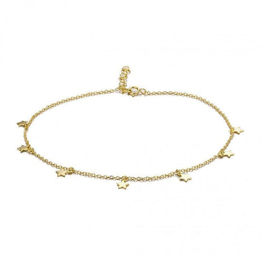 Stars Chain Anklet Gold Earrings Kosiner