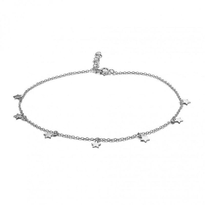 Stars Chain Anklet Silver Earrings Kosiner