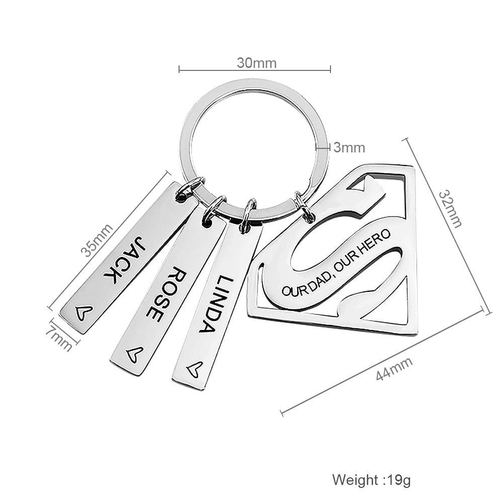 Superman Keychain With Personalized Engraving Keychain MelodyNecklace