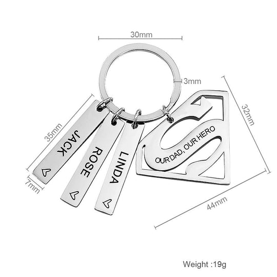 Superman Keychain With Personalized Engraving Keychain MelodyNecklace