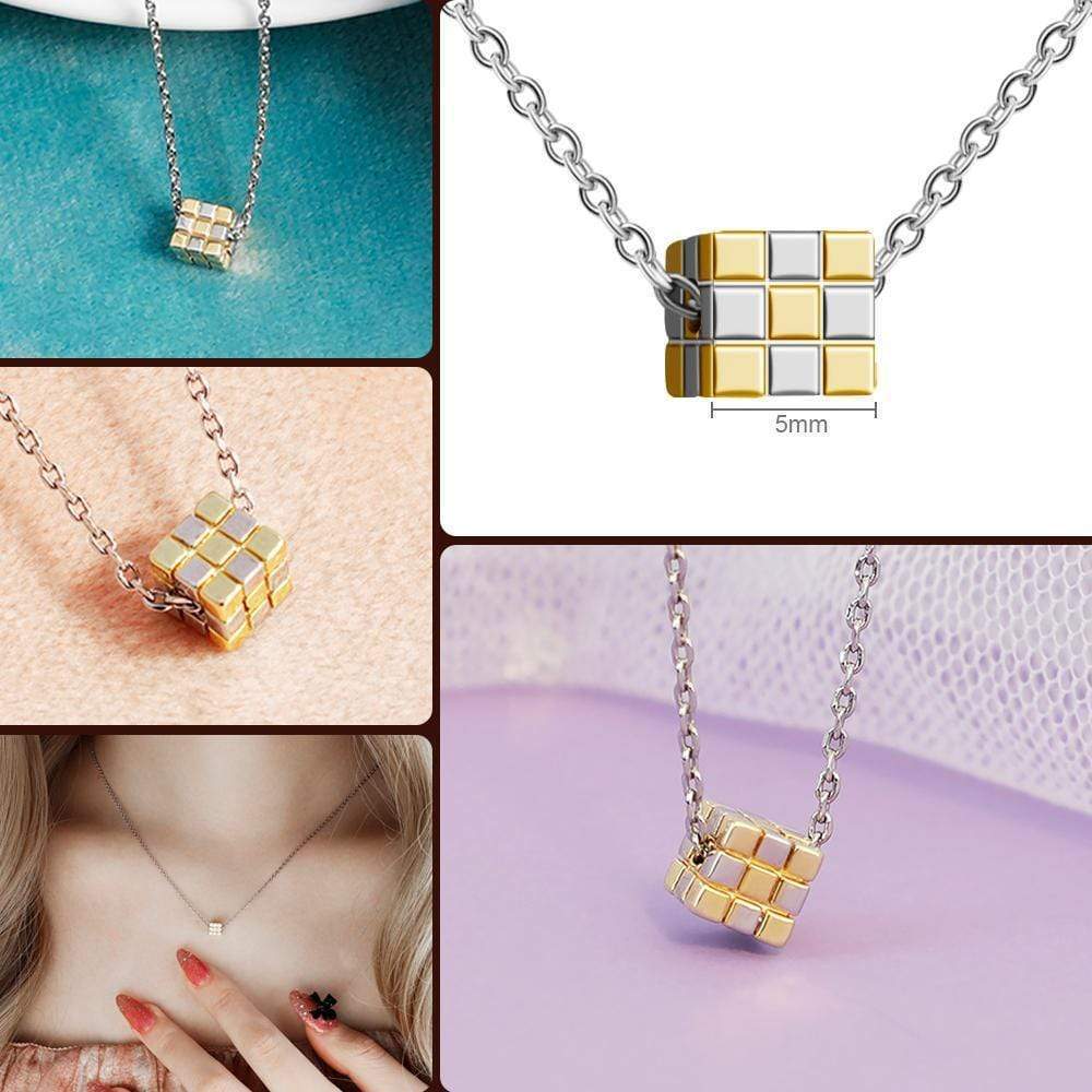 Three-dimensional Rubik's Cube Pendant Necklace for girl MelodyNecklace