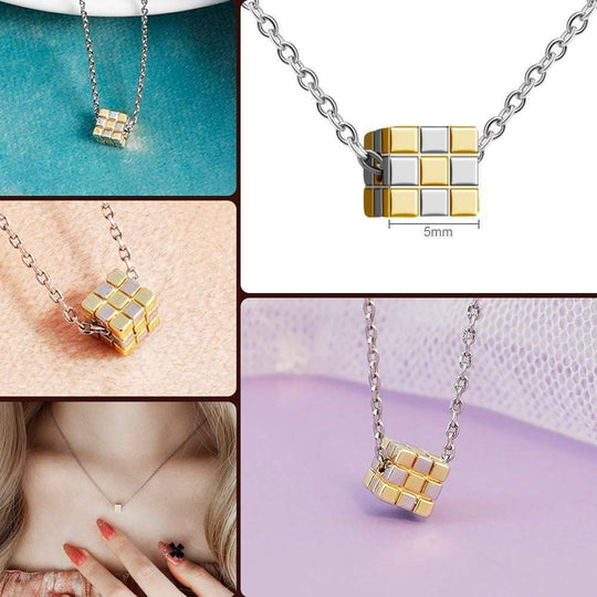 Three-dimensional Rubik's Cube Pendant Necklace for girl MelodyNecklace
