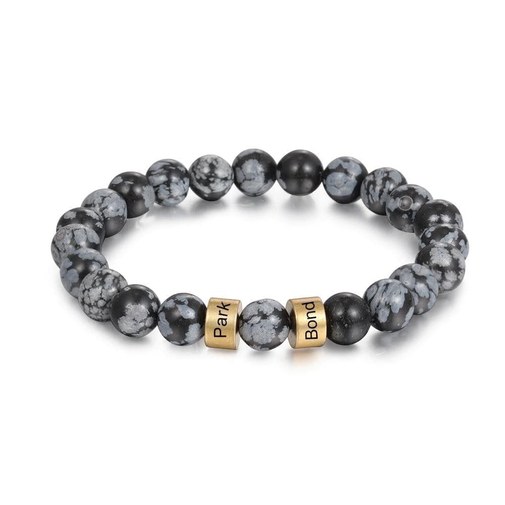 Tiger Eye Men Bracelet Personalized with Beaded Warp Bracelet Grey Labradorite / 8.3“ / Silver Quillingx