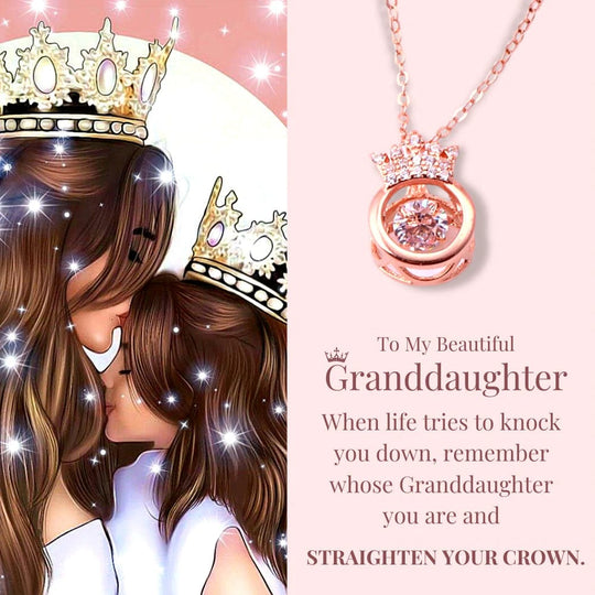 To My Beautiful Granddaughter Crown Necklace "I Will Always Be There for You" MelodyNecklace