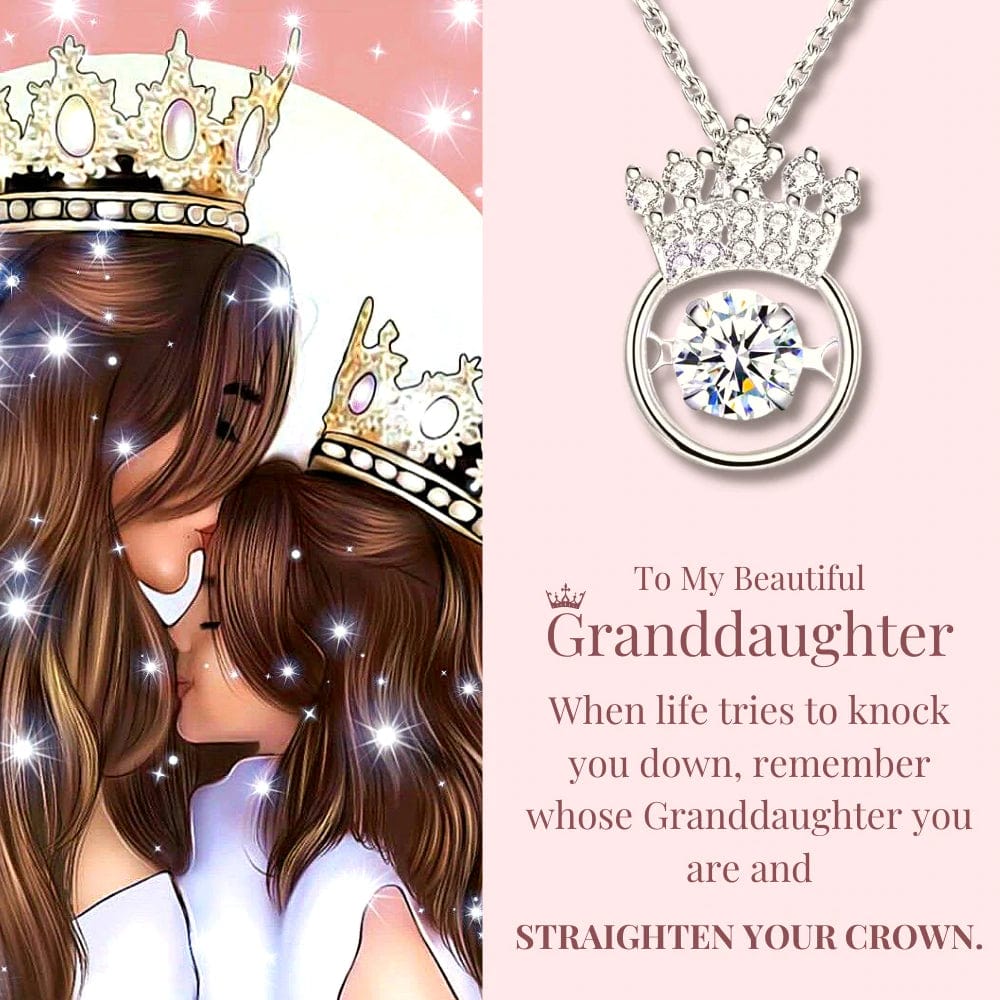 To My Beautiful Granddaughter Crown Necklace "I Will Always Be There for You" MelodyNecklace