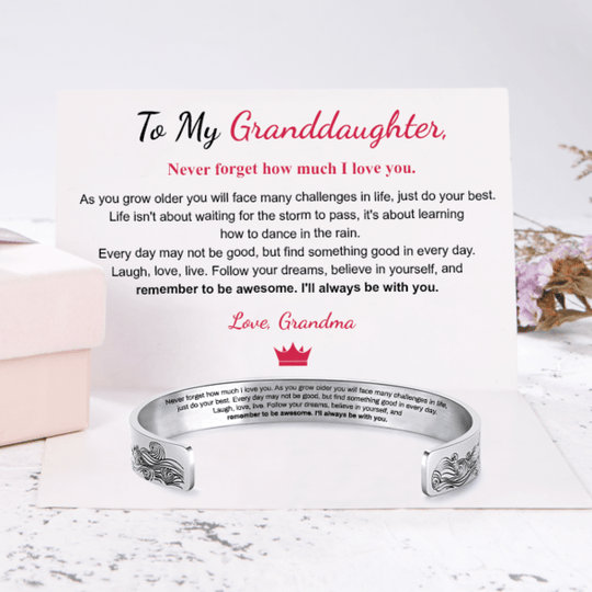 To My Granddaughter I Will Always Be With You Cuff Bracelet White Gold Necklace for girl MelodyNecklace