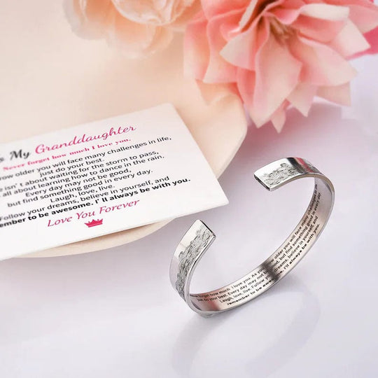 To My Granddaughter I Will Always Be With You Cuff Bracelet White Gold Necklace for girl MelodyNecklace