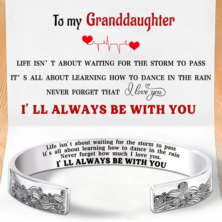 To My Granddaughter, Inspirational Leather Bracelet Bangle with Message Card Gifts For Her MelodyNecklace