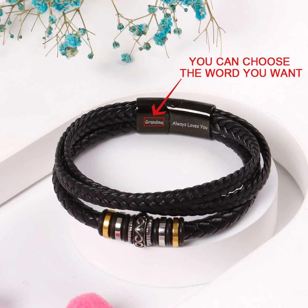 To My Granddaughter, Inspirational Leather Bracelet Bangle with Message Card Gifts For Her Necklace for girl MelodyNecklace