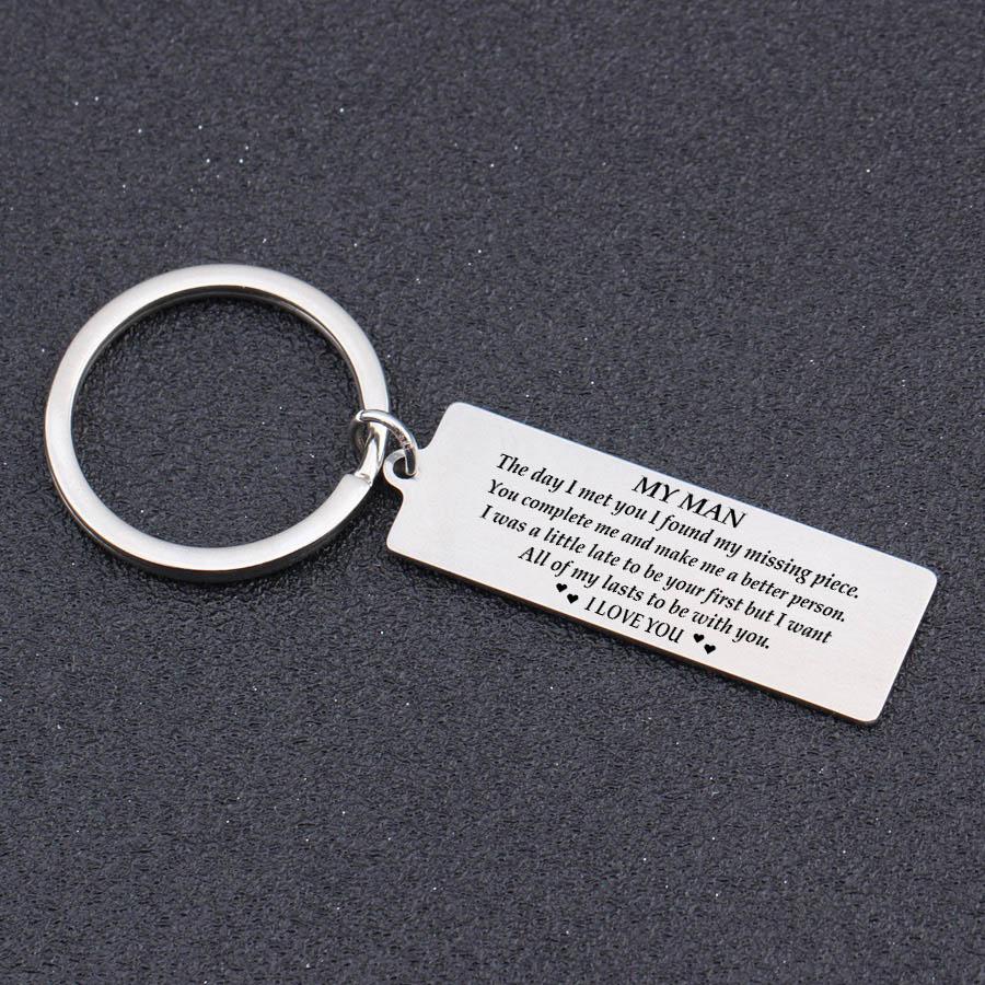 To My Man I Love You Keychain "I Want All of My Lasts to Be with You" Keychain MelodyNecklace