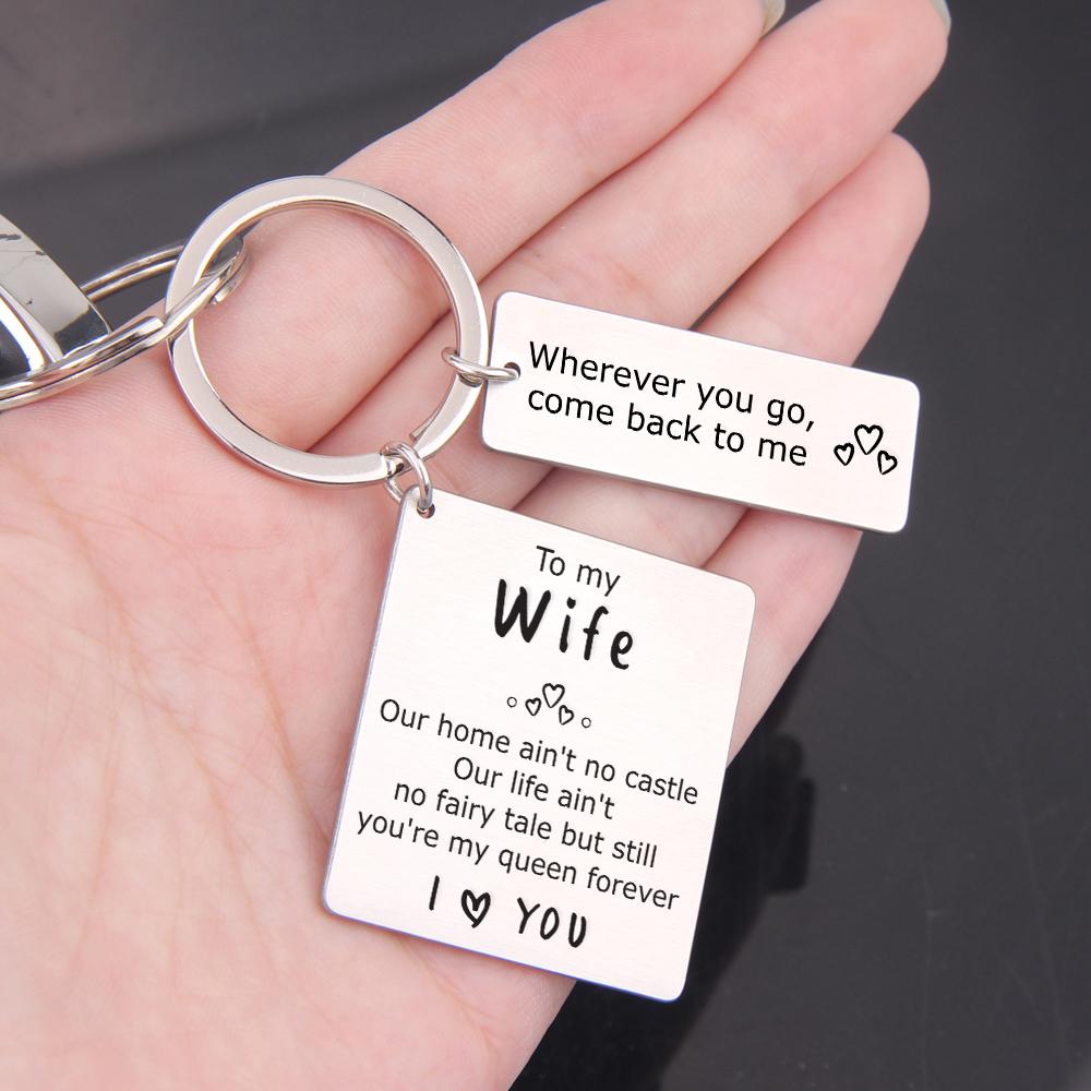 To My Wife Keychain -You Are My Queen Forever Keychain MelodyNecklace