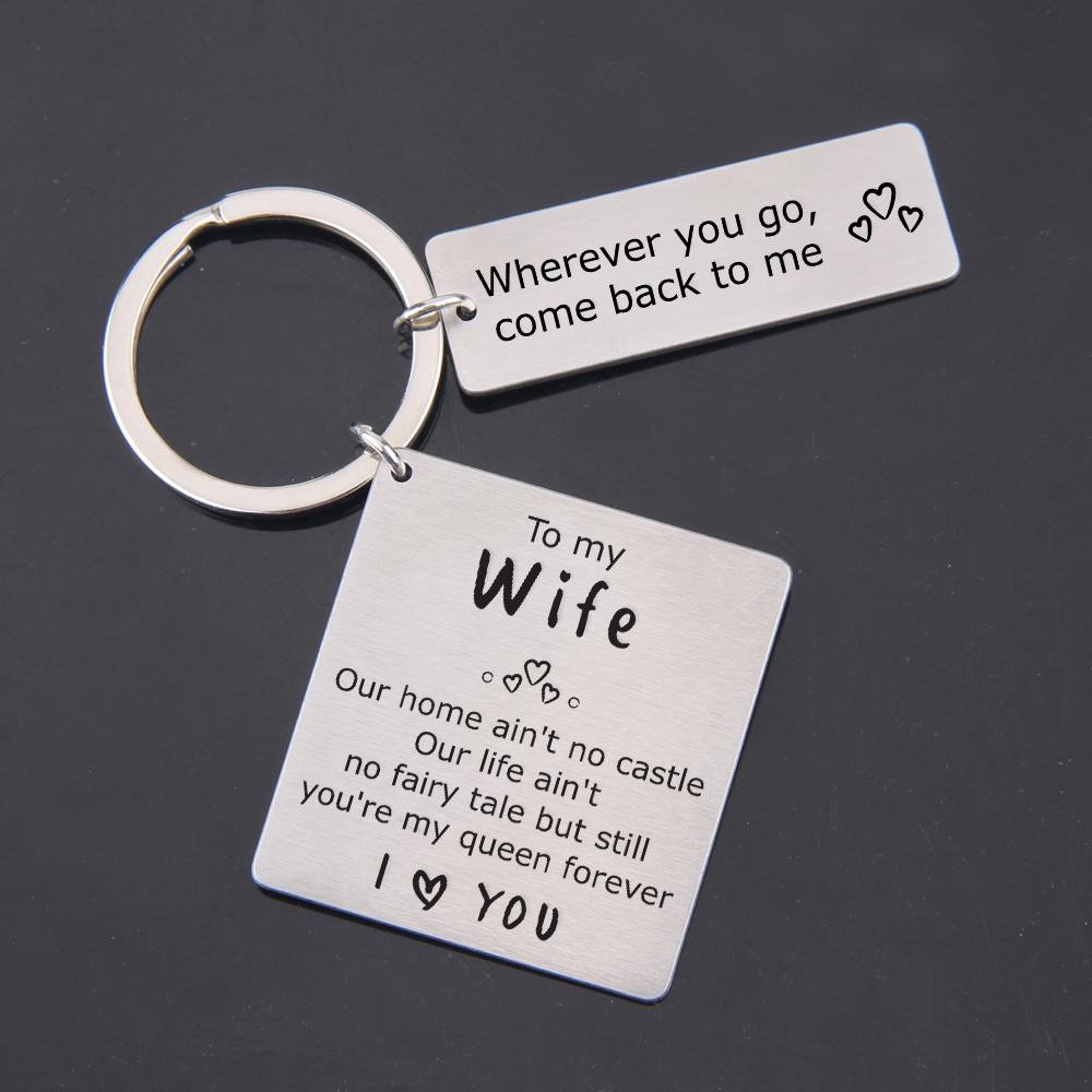 To My Wife Keychain -You Are My Queen Forever Keychain MelodyNecklace