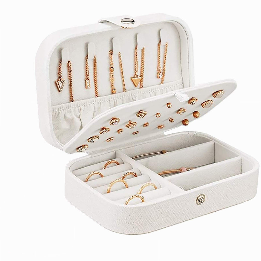 Travel Jewelry box Double Layer Jewelry Case Milk White Other Accessories MelodyNecklace