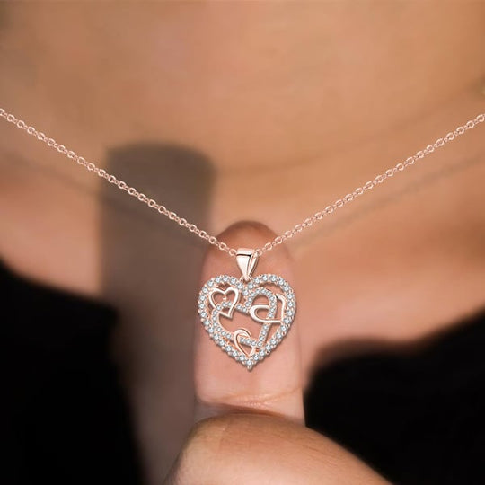 Interlocking Hearts Necklace -''Sisters of my soul & Friends of my heart''